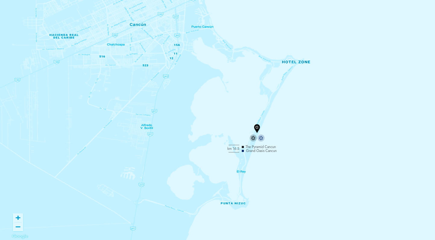 Location map of The Pyramid Cancun
